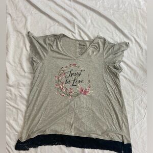 Disney Gray Asymmetrical Short Sleeve Tee